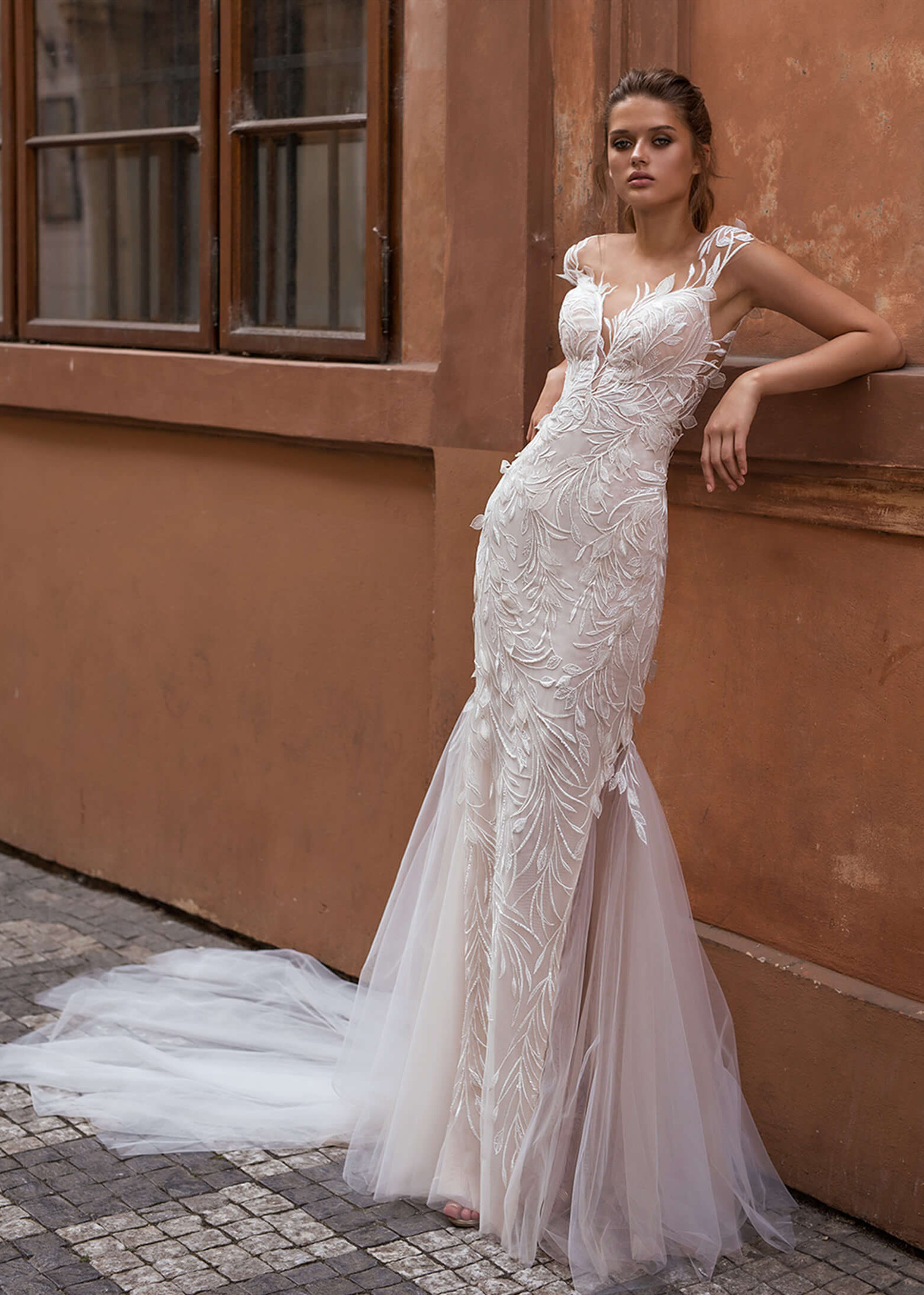 Pearl beaded wedding outlet dress